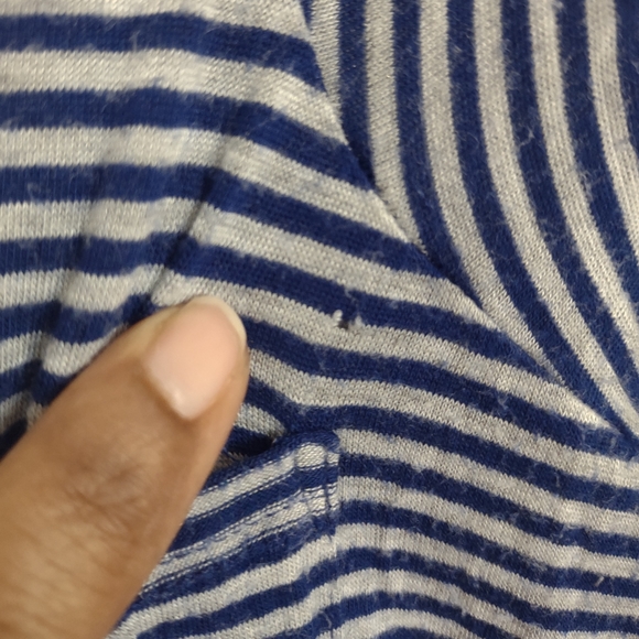 Bailey/44 Blue Gray Striped Could Shoulder Women's Dress. Size L - Picture 11 of 11